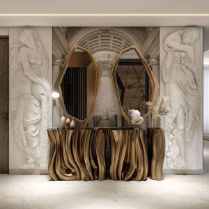 Bộ Bàn Console Gương Nghệ Thuật Phong Cách Luxury Châu Âu